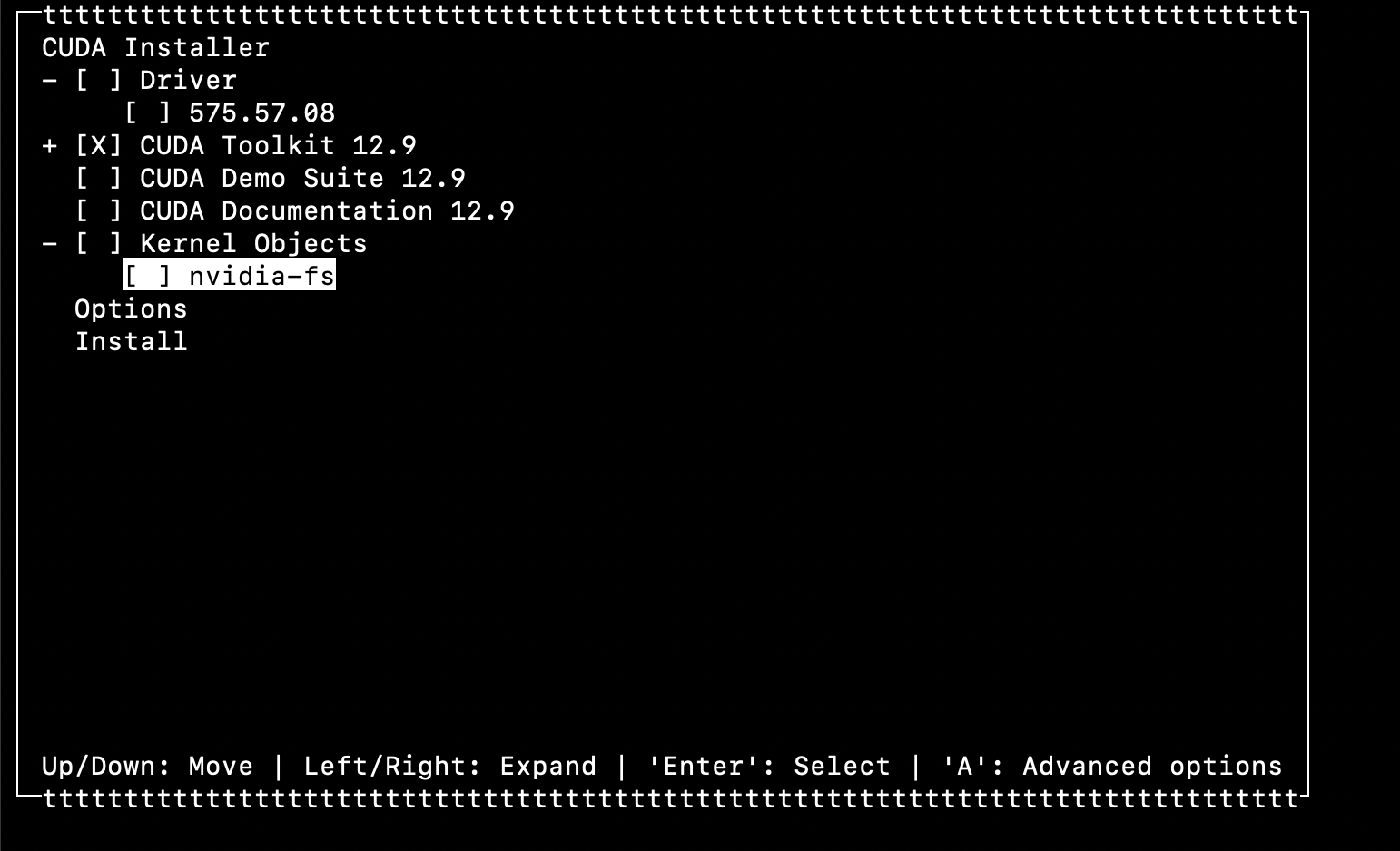 CUDA 12.9 installer with only Toolkit selected