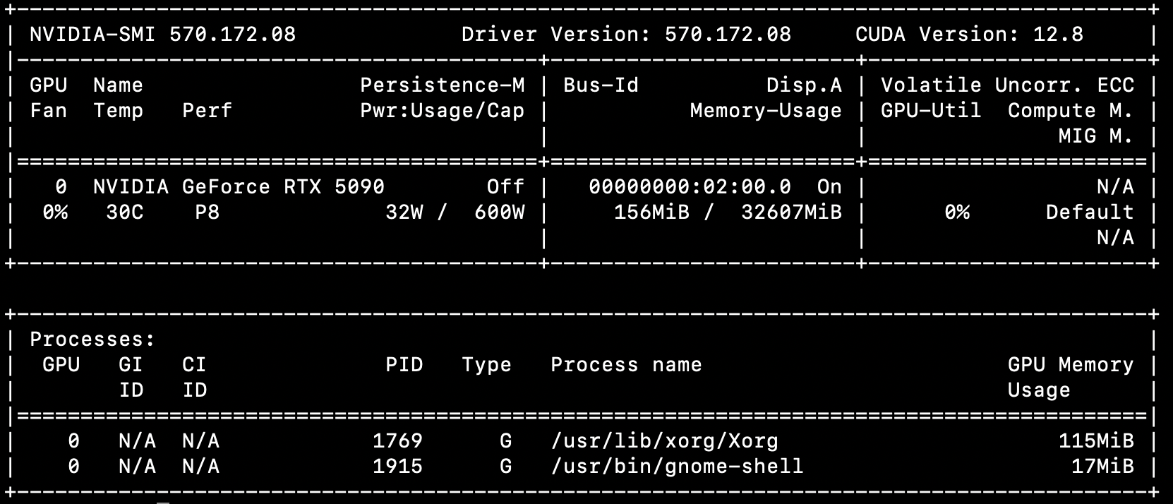 nvidia-smi output